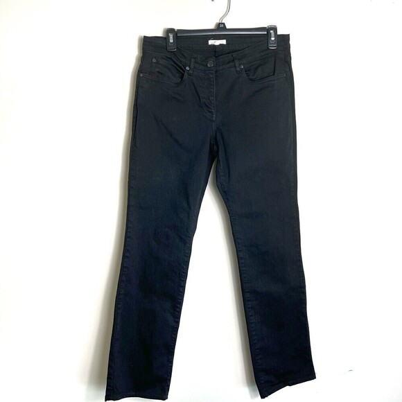 Eileen Fisher Jeans Womens Size 8 Black Denim Organic Cotton Straight - Picture 1 of 8